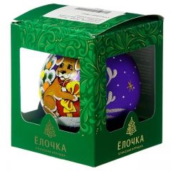 Стеклянный елочный шар Зодиак - Песик с Подарками 9 см фиолетовый Фабрика Елочка фото 2