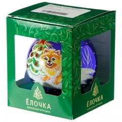 Стеклянный елочный шар Зодиак - Шпиц у Елочки 9 см синий Фабрика Елочка фото 2