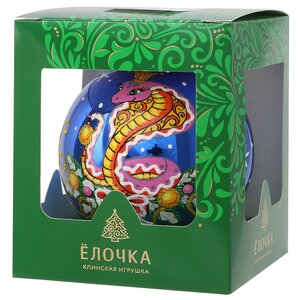 Стеклянный елочный шар Зодиак - Змея Пенелопа 10 см синий Фабрика Елочка фото 3
