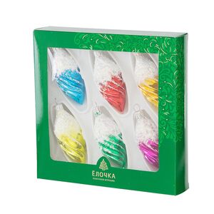 Набор елочных игрушек Сосульки Подвески 9 см 6 шт, стекло Фабрика Елочка фото 2