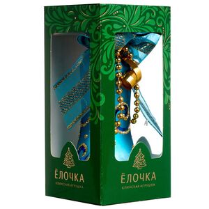 Елочная игрушка Колокольчик Праздничный 9 см бирюзовая, стекло Фабрика Елочка фото 6