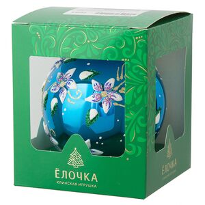 Стеклянный елочный шар Цветочный 9 см бирюзовый Фабрика Елочка фото 2
