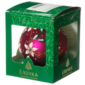 Стеклянный елочный шар Цветочный 9 см фиолетовый Фабрика Елочка фото 2