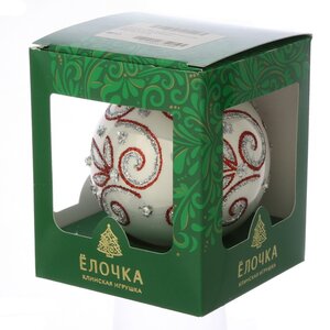 Стеклянный елочный шар Мелодия 9 см красный Фабрика Елочка фото 2