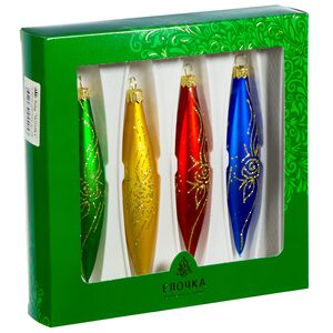 Набор елочных игрушек Сосульки Мозаика 15 см, 4 шт, стекло, подвеска Фабрика Елочка фото 2