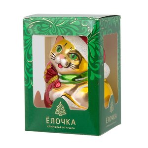 Стеклянная елочная игрушка Кот Кузя 8 см, подвеска Фабрика Елочка фото 2