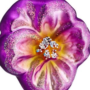 Стеклянная елочная игрушка Анютины глазки 7*6*2.5 см фиолетовая, подвеска Фабрика Елочка фото 2