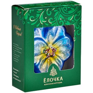 Стеклянная елочная игрушка Анютины глазки 7*6*2.5 см синяя, подвеска Фабрика Елочка фото 7