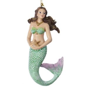 Елочная игрушка Русалка Аквила с морской звездой 12 см, подвеска