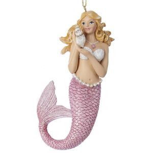 Елочная игрушка Русалка Мэрайя с ракушкой 12 см, подвеска