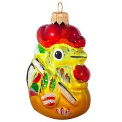 Стеклянная елочная игрушка Петушок 8 см, подвеска Фабрика Елочка фото 1
