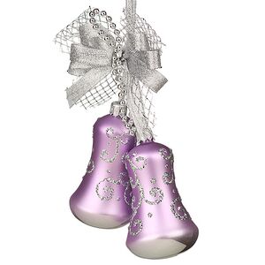 Стеклянное елочное украшение Колокольчики Дуэт 18 см сиреневые, подвеска Фабрика Елочка фото 2