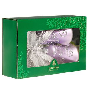 Стеклянное елочное украшение Колокольчики Дуэт 18 см сиреневые, подвеска Фабрика Елочка фото 3