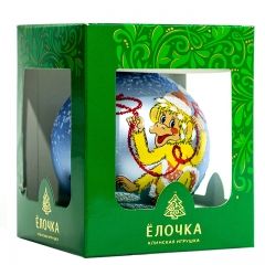 Стеклянный елочный шар Зодиак-Обезьянка 7 см голубой Фабрика Елочка фото 2