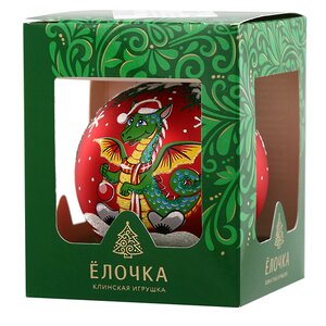 Стеклянный елочный шар Зодиак - Дракон с шариком 7 см красный Фабрика Елочка фото 3