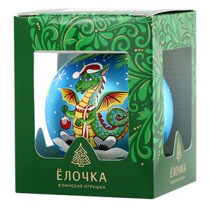 Стеклянный елочный шар Зодиак - Дракон с шариком 7 см синий Фабрика Елочка фото 3