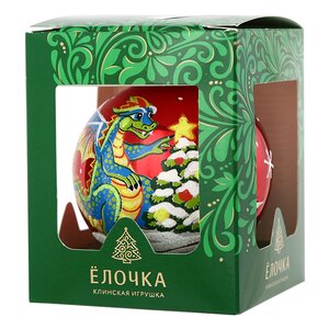 Стеклянный елочный шар Зодиак - Дракон у елки 7 см красный Фабрика Елочка фото 3