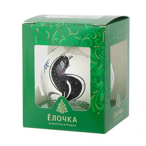 Стеклянный елочный шар Зодиак - Кошка Матильда из Лунной страны 7 см белый Фабрика Елочка фото 2