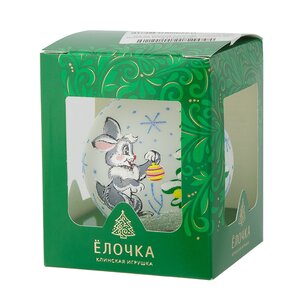 Стеклянный елочный шар Зодиак - Кролик у Елочки 7 см белый Фабрика Елочка фото 2