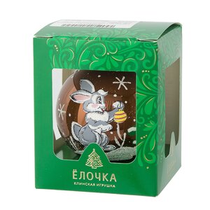 Стеклянный елочный шар Зодиак - Кролик у Елочки 7 см шоколадный Фабрика Елочка фото 2