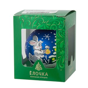 Стеклянный елочный шар Зодиак - Кролик у Елочки 7 см синий Фабрика Елочка фото 2