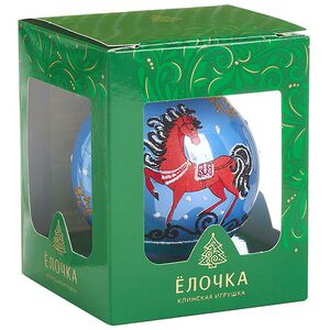 Стеклянный елочный шар Зодиак - Лошадка Бланш 8 см голубой Фабрика Елочка фото 4