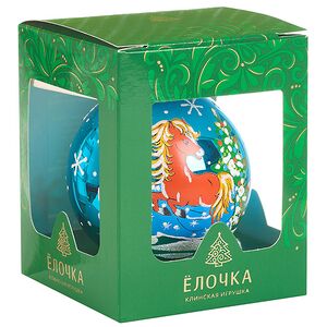 Стеклянный елочный шар Зодиак - Лошадка Дезири 8 см синий Фабрика Елочка фото 4