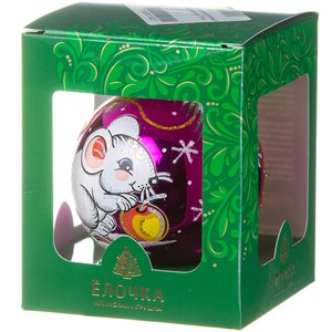 Стеклянный елочный шар Зодиак - Мышка Норушка 7 см розовый Фабрика Елочка фото 2