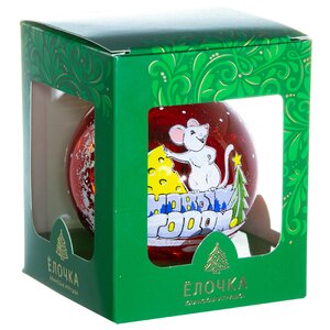 Стеклянный елочный шар Зодиак - Гордый Мышонок 7 см красный Фабрика Елочка фото 2