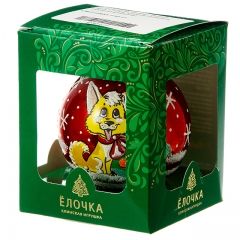 Стеклянный елочный шар Зодиак - Песик в Банте 7 см красный глянцевый Фабрика Елочка фото 2