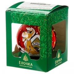 Стеклянный елочный шар Зодиак - Верный Друг 7 см красный Фабрика Елочка фото 2