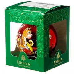 Стеклянный елочный шар Зодиак - Веселая Собачка 7 см красный Фабрика Елочка фото 2