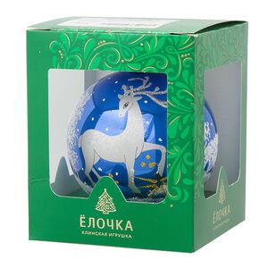 Стеклянный елочный шар Серебряное копытце 8 см синий Фабрика Елочка фото 2