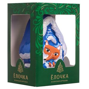Стеклянная елочная игрушка Домик с Лисой 8.5 см синий, подвеска Фабрика Елочка фото 6