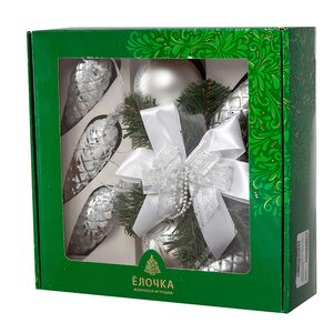 Гирлянда из новогодних шаров Метелица 64 см белая, стекло Фабрика Елочка фото 2