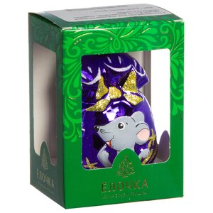 Стеклянная елочная игрушка Подарок - Мышь 8.5 см фиолетовый, подвеска Фабрика Елочка фото 2