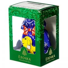 Стеклянная елочная игрушка Подарок - Собачка 8.5 см синяя, подвеска Фабрика Елочка фото 2