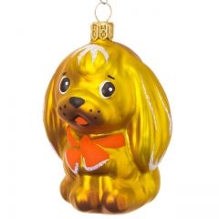 Стеклянная елочная игрушка Собачка 8 см, подвеска Фабрика Елочка фото 1