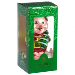 Стеклянная елочная игрушка Хрюша 8.5 см, подвеска Фабрика Елочка фото 2