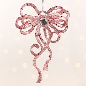 Елочная игрушка Бант Алиони 16*10*6 см розовый, подвеска