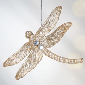 Елочная игрушка Стрекоза Эннолия 10 см, 2 шт, золотая, подвеска Koopman фото 3