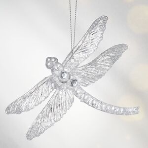 Елочная игрушка Стрекоза Эннолия 10 см, 2 шт, серебряная, подвеска Koopman фото 3