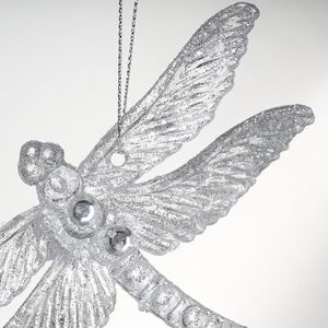 Елочная игрушка Стрекоза Эннолия 10 см, 2 шт, серебряная, подвеска Koopman фото 5