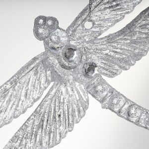 Елочная игрушка Стрекоза Эннолия 10 см, 2 шт, серебряная, подвеска Koopman фото 2