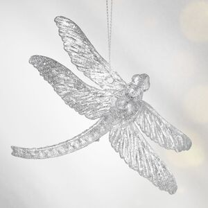 Елочная игрушка Стрекоза Эннолия 10 см, 2 шт, серебряная, подвеска Koopman фото 4