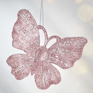 Елочная игрушка Бабочка Аурелия 11 см, 2 шт, розовая, подвеска Koopman фото 4
