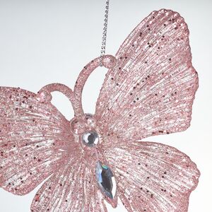 Елочная игрушка Бабочка Аурелия 11 см, 2 шт, розовая, подвеска Koopman фото 3