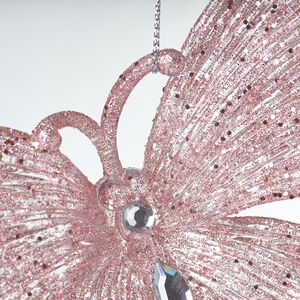 Елочная игрушка Бабочка Аурелия 11 см, 2 шт, розовая, подвеска Koopman фото 5