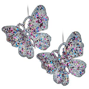 Елочная игрушка Бабочка Аурелия 11 см, 2 шт, голубая, подвеска Koopman фото 6