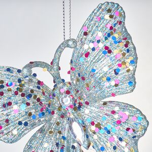 Елочная игрушка Бабочка Аурелия 11 см, 2 шт, голубая, подвеска Koopman фото 3